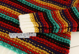 春日森系穿搭新寵 韓版彩色條紋棒針毛衣